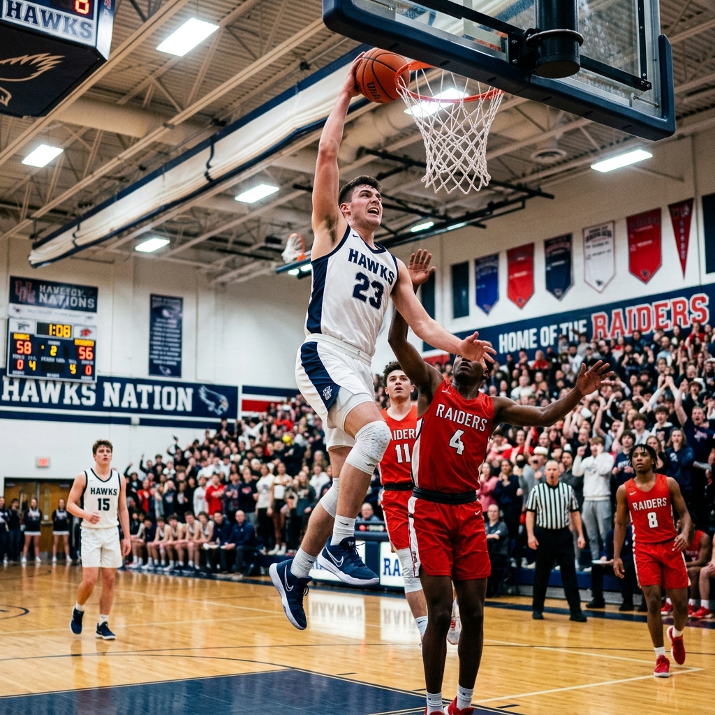 Varsity Basketball game action